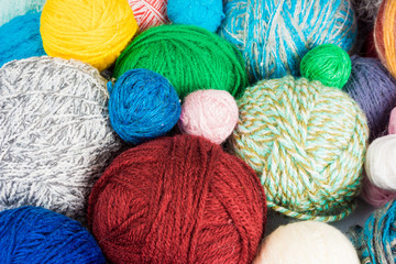 Balls of  wool, made by hand. colorful balls from wool