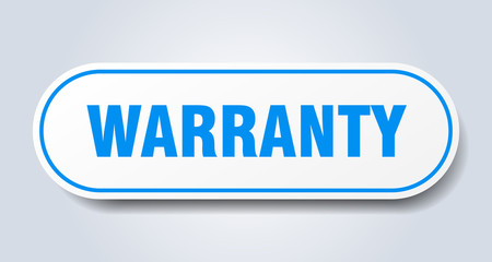 warranty sign. warranty rounded blue sticker. warranty