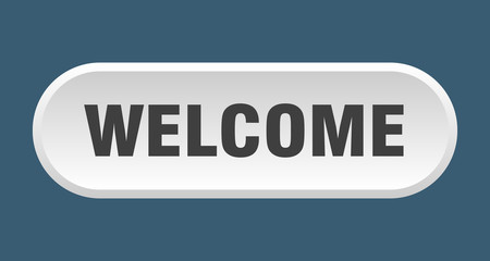 welcome button. welcome rounded white sign. welcome