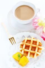 Mango and mint waffle