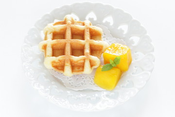 Mango and mint waffle