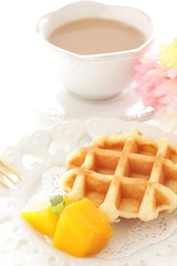 Mango and mint waffle