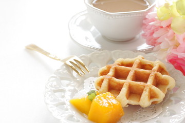 Mango and mint waffle