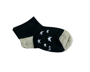 A pair of cotton socks. Striped pattern and star pattern. Children's socks. Cotton. Isolated item