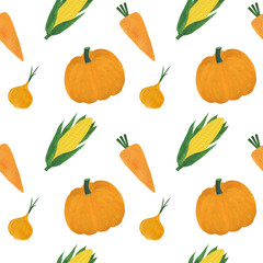  Seamless pattern fresh vegetables print watercolor food illustration vegetarianism cooking ingredients textiles texture wallpaper digital paper scrapbooking