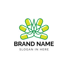 cannabis pills medicine vector logo illustration