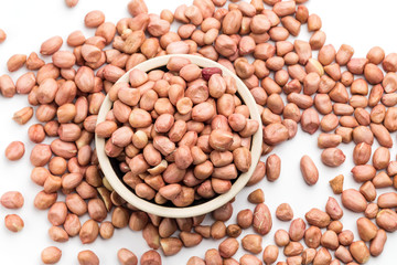 Peanuts on a white background