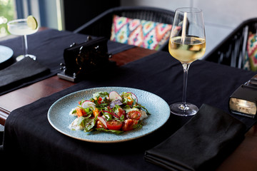 waiter serving food in restaurant