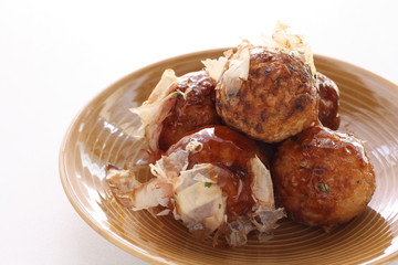 Japanese food, octopus ball Takoyaki and fish flake Katsuobushi