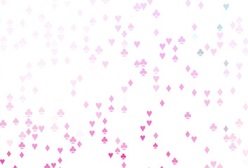 Fototapeta na wymiar Light Pink vector background with cards signs.