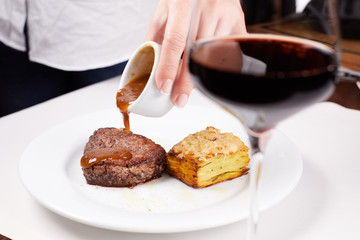 steak with sauce
