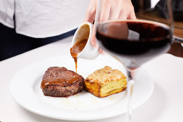 grilled steak with sauce