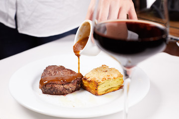 grilled steak with sauce