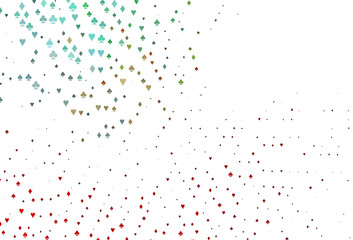 Light Green, Red vector background with cards signs.