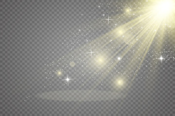 White beautiful light explodes with a transparent explosion. Vector, bright illustration for perfect effect with sparkles. Bright Star. Transparent shine of the gloss gradient, bright flash.