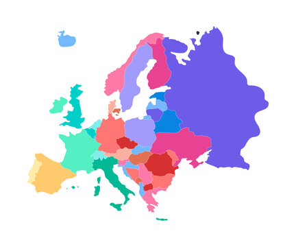Detailed color vector map of the Europe with country borders