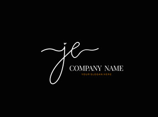 J E JE Initial handwriting logo design with circle. Beautyful design handwritten logo for fashion, team, wedding, luxury logo.