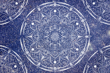 sparkle blue floral mandala shimmer vintage