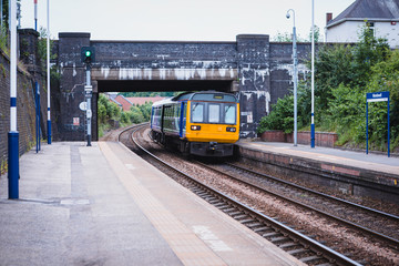 A Train Arrives at Wombwell Railway Station in South Yorkshire