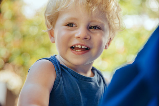 Close-up of baby boy outside
