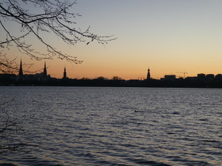Fototapeta premium Silhouette Hamburg