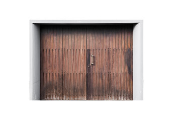 Closed wooden gate isolated on white