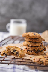 chocolate chip cookies and milk