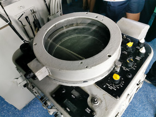 switches tools and meters of the battleship in the control room