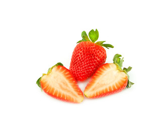 Sliced strawberry isolated on white background..