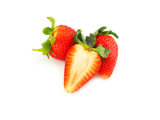Sliced strawberry isolated on white background..