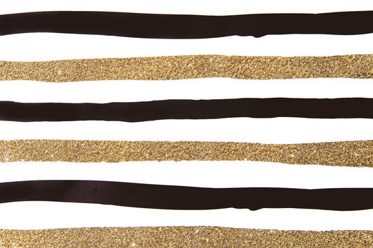 Black and gold glittering lines pattern on white background