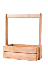 Wooden box on white isolated background.