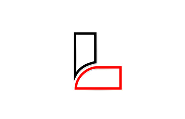 red black line L letter logo alphabet for icon design