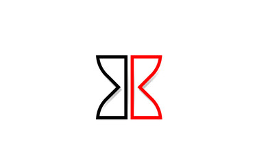 red black line X letter logo alphabet for icon design