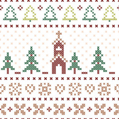 Vector cross stitch christmas elements seamless