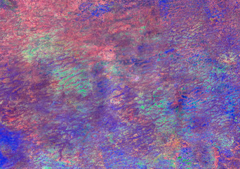 abstract textural background with diagonal pink, green, violet and lilac, blue paint lines with white divorces, furrows, inflows, coasts