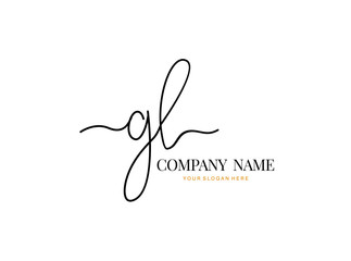 G L GL Initial handwriting logo design with circle. Beautyful design handwritten logo for fashion, team, wedding, luxury logo.