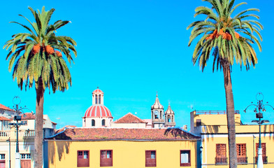 Dome of the church of La Concepcion in the Spanish town of La Orotava in a sunny day
