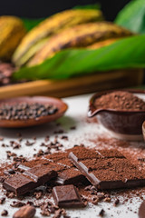 spices and herbs on wooden table