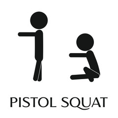 Pistol squat exercise vector pictogram, isolated simple icon.