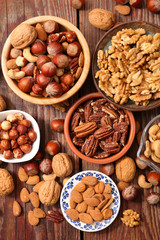 assorted of nuts- hazelnut, walnut, pecan, cashew