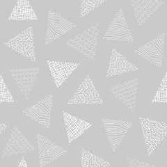 Vector Geometric White Triangles on Gray Background Seamless Repeat Pattern