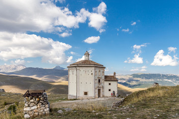 Church of Santa Maria della Pieta in Rocca Calascio. Province of L'Aquila, Abruzzo, Italy