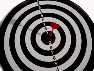 Target with red dart focus on bull's eye, Setting challenging business goals And ready to achieve the goal concept