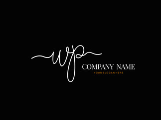 W P WP Initial handwriting logo design with circle. Beautyful design handwritten logo for fashion, team, wedding, luxury logo.