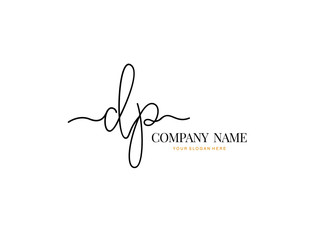 D  P DP Initial handwriting logo design with circle. Beautyful design handwritten logo for fashion, team, wedding, luxury logo.