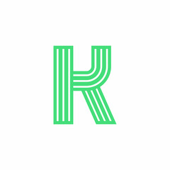 Vector Green lines Logo Letter Design K