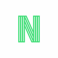 Vector Green lines Logo Letter Design N
