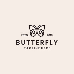 butterfly line outline mono line logo 