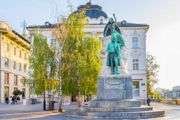 Bronze statue of the slovenian national poet France Prešeren in